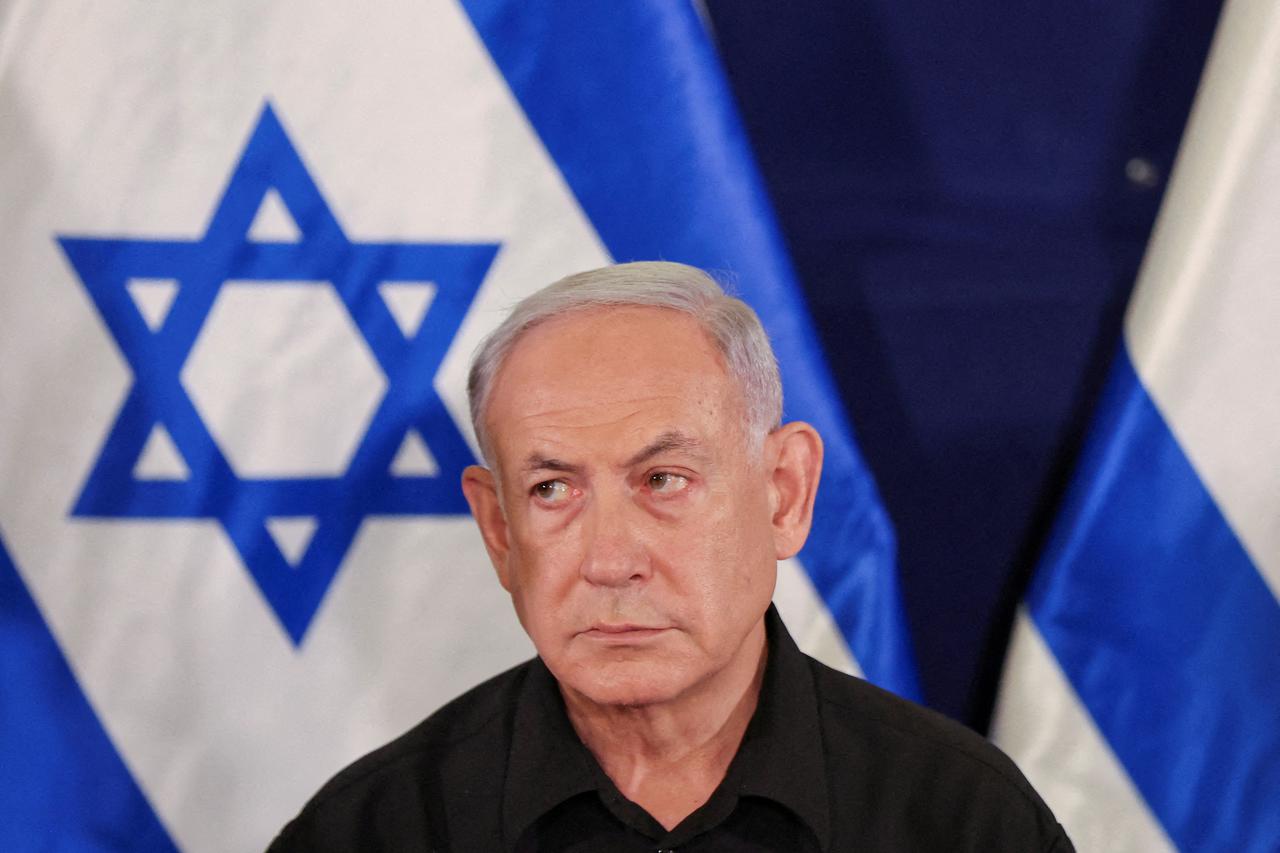 FILE PHOTO: Israeli Prime Minister Netanyahu holds a press conference in Tel Aviv